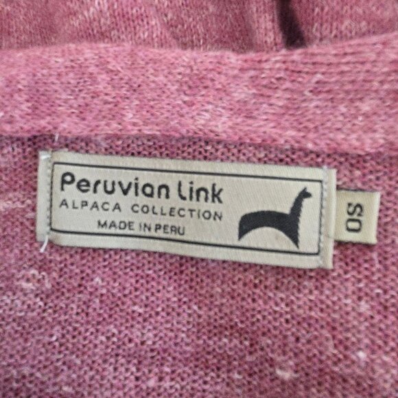 Peruvian Link Alpaca Collection Women's One-Size Cardigan Sweater Cranberry - Picture 6 of 8